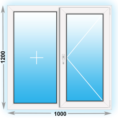 Готовое пластиковое окно Kbe двухстворчатое 1000х1200 (ширина Х высота)  (1000Х1200)