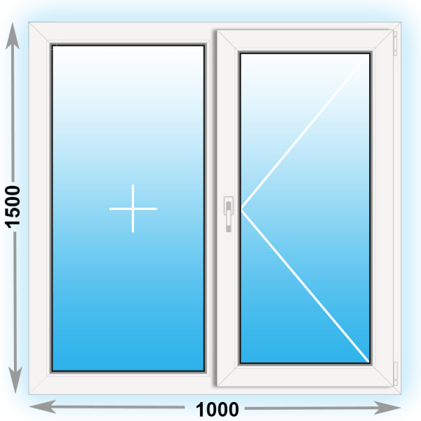 Готовое пластиковое окно Kbe двухстворчатое 1400x1400