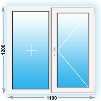 Готовое пластиковое окно Kbe двухстворчатое 1100х1200 (ширина Х высота)  (1100Х1200)