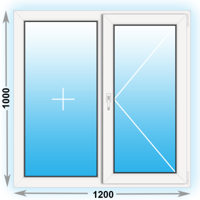 Готовое пластиковое окно Kbe двухстворчатое 1200х1000 (ширина Х высота)  (1200Х1400)
