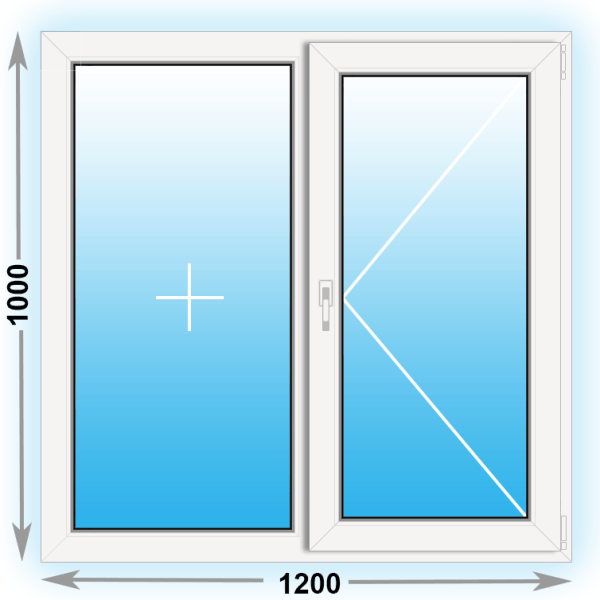 Готовое пластиковое окно Kbe двухстворчатое 1400x1200
