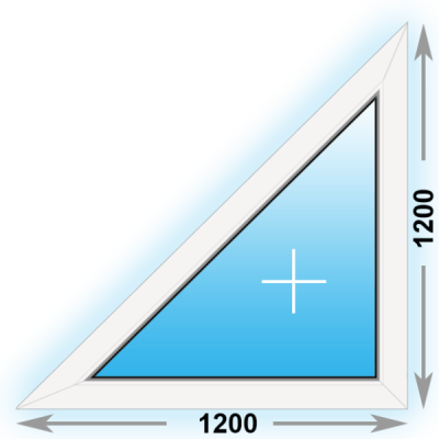 Готовое пластиковое окно Kbe глухое (Треугольное) 1200х1200 Л (ширина Х высота)  (1200Х1200)
