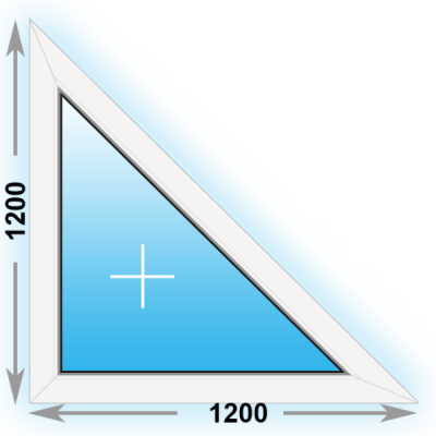 Готовое пластиковое окно Kbe глухое (Треугольное) 1200х1200 П (ширина Х высота)  (1200Х1200)