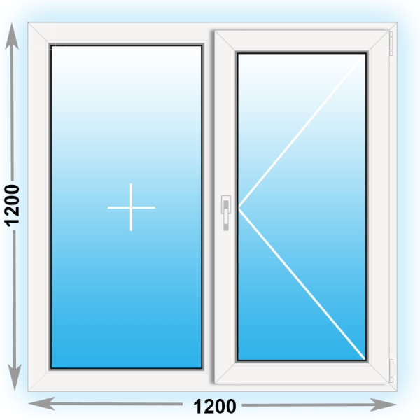 Готовое пластиковое окно Kbe двухстворчатое 1300х1400