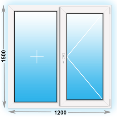 Готовое пластиковое окно Kbe двухстворчатое 1200x1500 (ширина Х высота)  (1200Х1500)