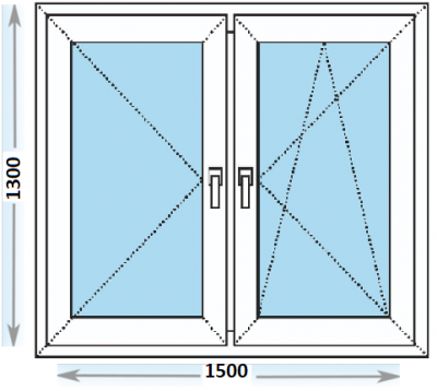 Пластиковое окно 1500 x 1300 (ШхВ)