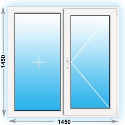 Готовое пластиковое окно Kbe двухстворчатое 1450x1450 (ШхВ)