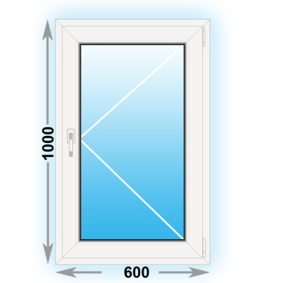 Готовое пластиковое окно Kbe одностворчатое 600x1000 (ширина Х высота)  (600Х1000)