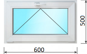 Пластиковое окно 600 x 500 (ШхВ)