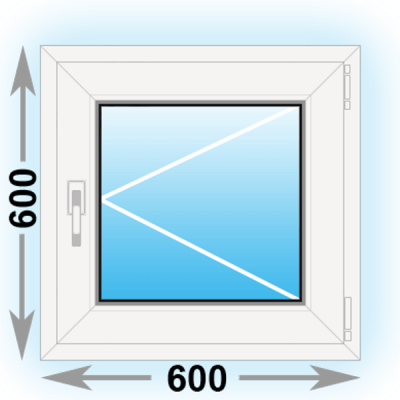 Готовое пластиковое окно Kbe одностворчатое 600х600 (ширина Х высота)  (600Х600)