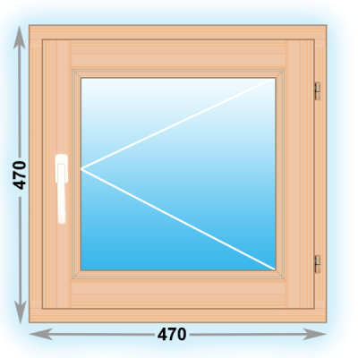 Готовое деревянное окно одностворчатое 470х470 (ширина Х высота)  (470Х470)