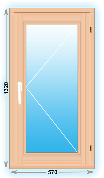 Готовое деревянное окно одностворчатое 570x1320