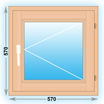Готовое деревянное окно одностворчатое 570х570