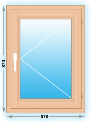 Готовое деревянное окно одностворчатое 570x870 (ширина Х высота)  (570Х870)