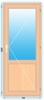 Готовая деревянная балконная дверь 700x2200 Правая (ширина Х высота)  (700Х2200)