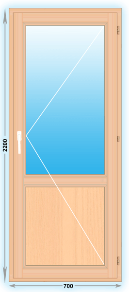 Готовая деревянная балконная дверь 700x2200 Правая