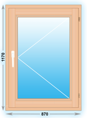 Готовое деревянное окно одностворчатое 870x1170 (ширина Х высота)  (870Х1170)