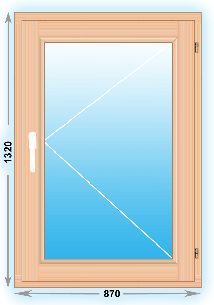 Готовое деревянное окно одностворчатое 870x1320