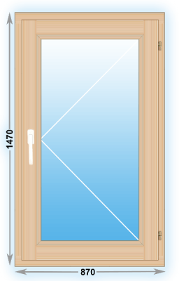 Готовое деревянное окно одностворчатое 870x1470 (ширина Х высота)  (870Х1470)