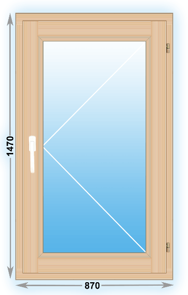 Готовое деревянное окно одностворчатое 870x1470