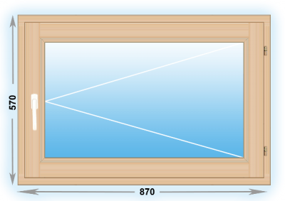Готовое деревянное окно одностворчатое 870х570 (ширина Х высота)  (870Х570)