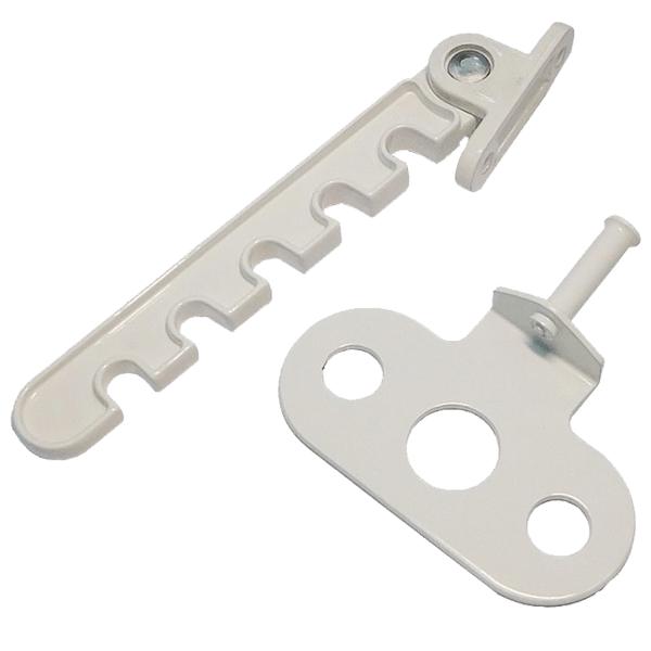 Фиксатор створки металлический белый (Гребенка)