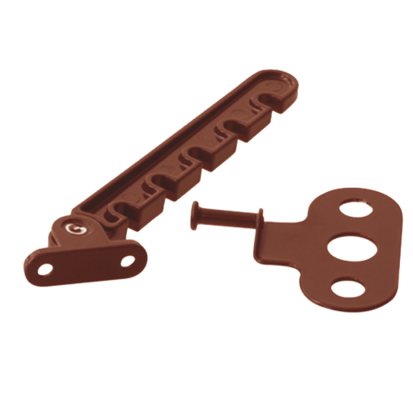 Фиксатор створки пластиковый коричневый (Гребенка)