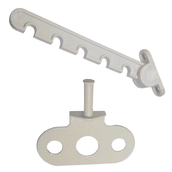 Фиксатор створки пластиковый белый (Гребенка)