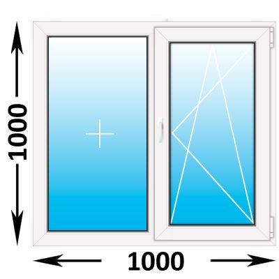 Пластиковое окно Melke Lite 70 двухстворчатое 1000x1000 (ширина Х высота)  (1000Х1000)