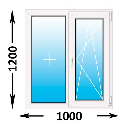 Пластиковое окно MELKE Lite 60 двухстворчатое 1000x1200 (ширина Х высота)  (1000Х1200)