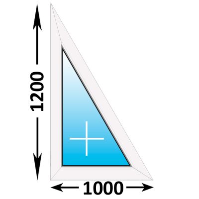 Пластиковое окно MELKE Lite 60 треугольное глухое левое 1000x1200, с двухкамерным стеклопакетом (ширина Х высота) (1000Х1200)