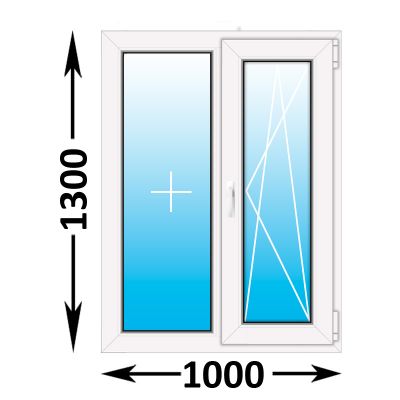 Пластиковое окно MELKE Lite 60 двухстворчатое 1000x1300 (ширина Х высота)  (1000Х1300)