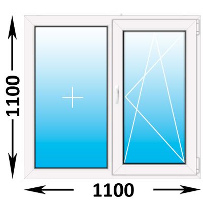 Пластиковое окно MELKE Lite 60 двухстворчатое 1100x1100 (ширина Х высота)  (1100Х1100)