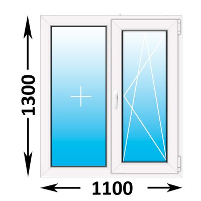 Пластиковое окно Melke Lite 70 двухстворчатое 1100x1300 (ширина Х высота)  (1100Х1300)