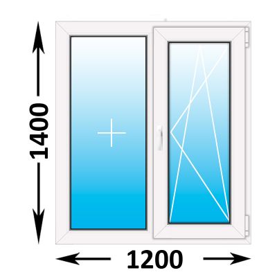 Пластиковое окно MELKE Lite 60 двухстворчатое 1200x1400 (ширина Х высота)  (1200Х1400)