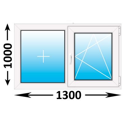 Пластиковое окно MELKE Lite 60 двухстворчатое 1300x1000 (ширина Х высота)  (1300Х1000)