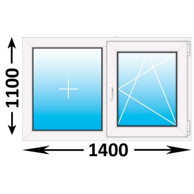 Пластиковое окно MELKE Lite 60 двухстворчатое 1400x1100 (ширина Х высота)  (1400Х1100)