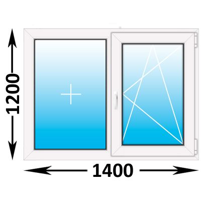 Пластиковое окно MELKE Lite 60 двухстворчатое 1400x1200 (ширина Х высота)  (1400Х1200)