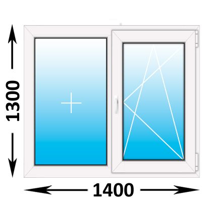 Пластиковое окно Melke Lite 70 двухстворчатое 1400x1300 (ширина Х высота)  (1400Х1300)