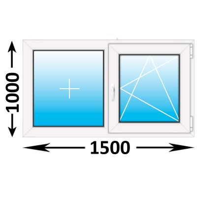 Пластиковое окно MELKE Lite 60 двухстворчатое 1500x1000 (ширина Х высота)  (1500Х1000)
