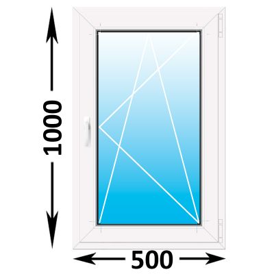 Пластиковое окно MELKE Lite 60 одностворчатое 500x1000 (ширина Х высота)  (500Х1000)