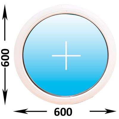 Пластиковое окно MELKE Lite 60 круглое 600x600 (ширина Х высота)  (600Х600)