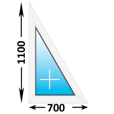 Пластиковое окно MELKE Lite 60 треугольное глухое левое 700x1100 (ширина Х высота)  (700Х1100)