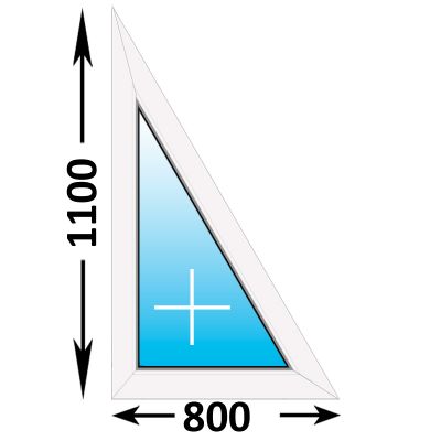 Пластиковое окно MELKE Lite 60 треугольное глухое левое 800x1100 (ширина Х высота)  (800Х1100)