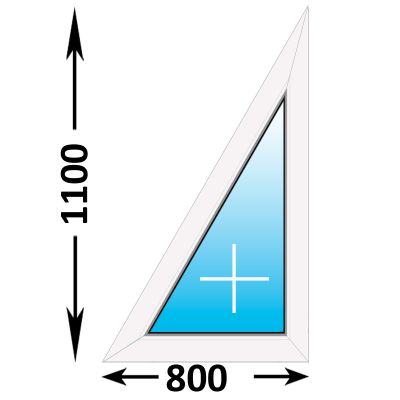 Пластиковое окно MELKE Lite 60 треугольное глухое правое 800x1100 (ширина Х высота)  (800Х1100)