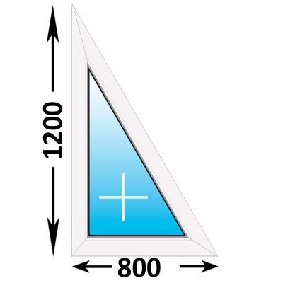 Пластиковое окно MELKE Lite 60 треугольное глухое левое 800x1200, с двухкамерным стеклопакетом (ширина Х высота) (800Х1200)