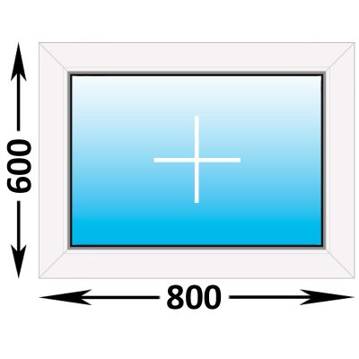Пластиковое окно MELKE Lite 60 глухое 800x600, с однокамерным энергосберегающим стеклопакетом (ширина Х высота) (800Х600)