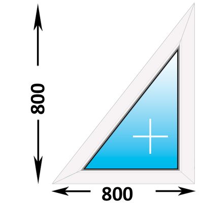 Пластиковое окно MELKE Lite 60 треугольное глухое правое 800x800 (ширина Х высота)  (800Х800)