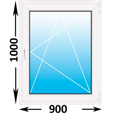 Пластиковое окно MELKE Lite 60 одностворчатое 900x1000 (ширина Х высота)  (900Х1000)