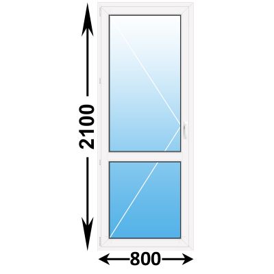 Готовая пластиковая балконная дверь MELKE 800x2100 Левая (ширина Х высота) (800Х2100)